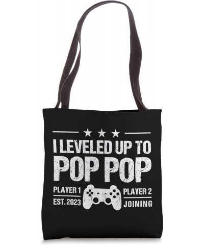 I Leveled Up To Pop Pop Est 2023 Funny New Dad Gamer Vintage Tote Bag $12.50 Totes