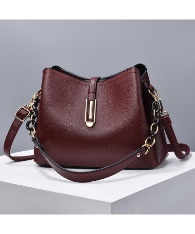 Womens Office Fashion Casual Shoulder Crossbody Bag Classic Leisure Top Handle Bags Solid Vintage Handbag Tote Wine Red $19.7...