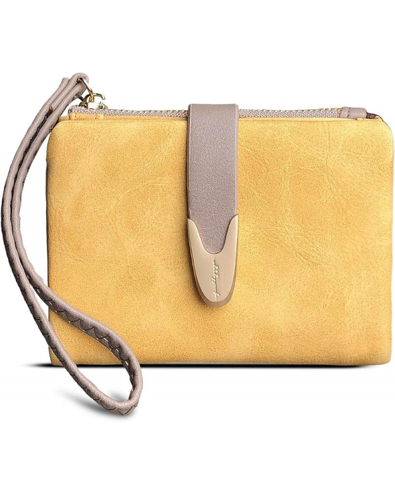 Womens Wallet Rfid Small Bifold Wallet,Ladies Zipper Card Cluth Coin Purse Wristlet (Purple) Yellow $13.85 Wallets