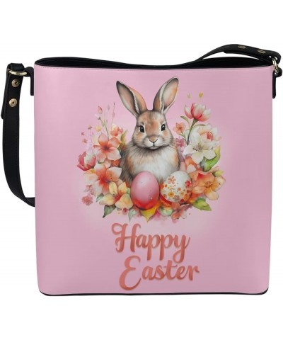 Women Bucket Bags Leather Purse Handbag Shoulder Bag for Ladies Purse Crossbody Wallet Bag Happy Easter Rabbit $23.03 Shoulde...