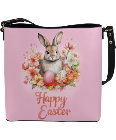 Women Bucket Bags Leather Purse Handbag Shoulder Bag for Ladies Purse Crossbody Wallet Bag Happy Easter Rabbit $23.03 Shoulde...