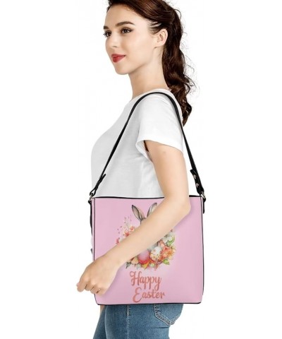 Women Bucket Bags Leather Purse Handbag Shoulder Bag for Ladies Purse Crossbody Wallet Bag Happy Easter Rabbit $23.03 Shoulde...