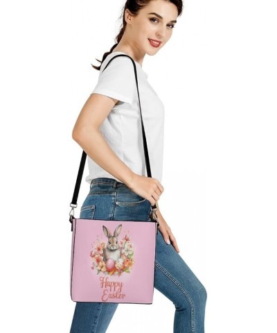 Women Bucket Bags Leather Purse Handbag Shoulder Bag for Ladies Purse Crossbody Wallet Bag Happy Easter Rabbit $23.03 Shoulde...