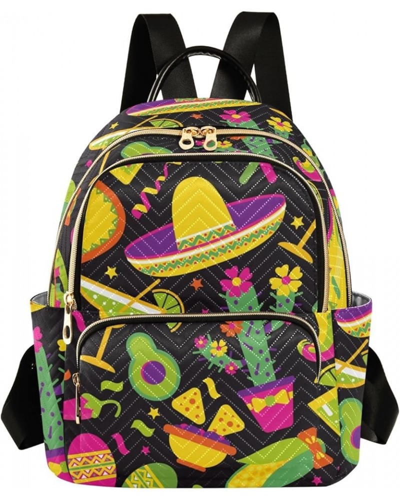 Women's Small Fashion Backpack Mexican Elements Print Ladies Travel Daypack Aesthetic Shoulder Bag 10.2×5.1×12.5 IN $15.36 Ba...