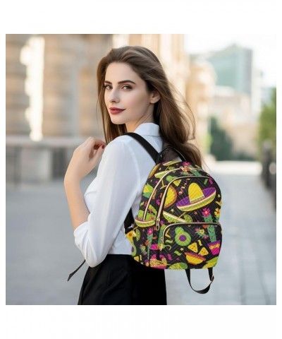 Women's Small Fashion Backpack Mexican Elements Print Ladies Travel Daypack Aesthetic Shoulder Bag 10.2×5.1×12.5 IN $15.36 Ba...