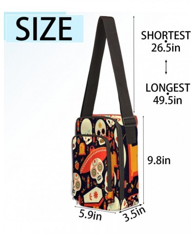 Mexican Skull Art Cross Body Bags Trendy Cross Body Cell Phone Purse Wallet Shoulder Bag Small Travel Crossbody Bag with Adju...