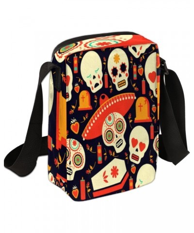 Mexican Skull Art Cross Body Bags Trendy Cross Body Cell Phone Purse Wallet Shoulder Bag Small Travel Crossbody Bag with Adju...