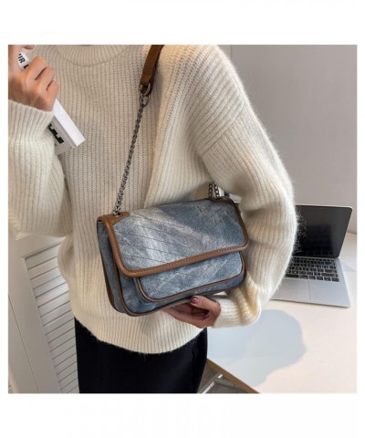 Shoulder Bag for Women Solid Color Crossbody Bags Fashion Design Chain Small Handbags and Purse 10*7*4inch Dark Blue $44.03 S...