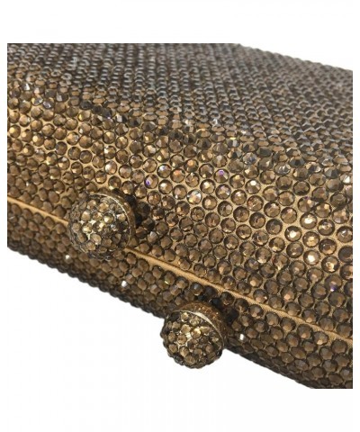 Elegant Long Crystal Box Clutch Evening Bag for Women Wedding Handbags Party Rhinestones Purse Bronze $19.37 Evening Bags