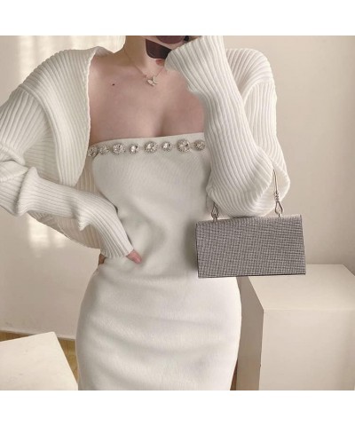 Women's Evening Bag Silver Rhinestone Party Clutches Wedding Purses Cocktail Prom Handbags Silver $16.79 Evening Bags