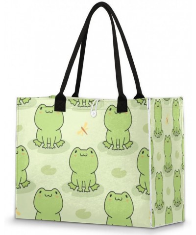 Cute Frog Large Tote Bag Kawaii Frog Shoulder Bag For Women Teachers Nurses Work Shopping Travel Handbag Purse $11.12 Totes