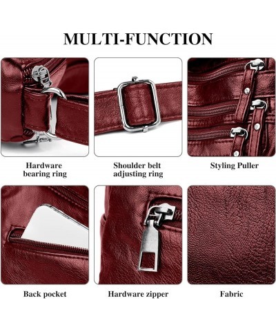 Crossboby Bag for Women - Soft PU Leather Multi-Pocket Shoulder Bag Handbag with Adjustable Strap Claret $12.87 Totes