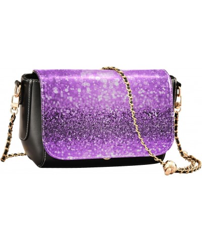 Crossbody Handbag Sweet Purple Sparkle Glitter PU Leather Shoulder Bag Sturdy Travel Pouch Compact Chic Bag for Women Everyda...