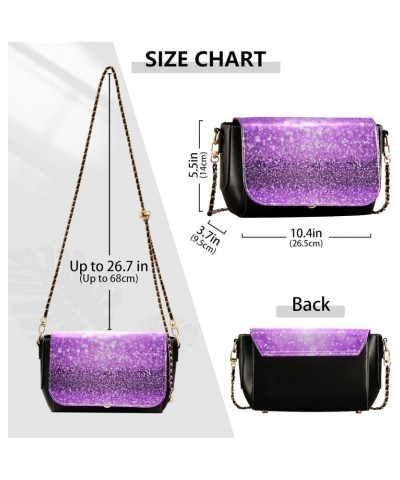 Crossbody Handbag Sweet Purple Sparkle Glitter PU Leather Shoulder Bag Sturdy Travel Pouch Compact Chic Bag for Women Everyda...