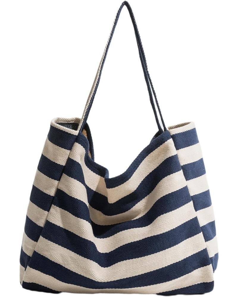 Stripe Tote Hobo Bag Women Handbag Large Capacity Tote Shoulder Bag Casual Crossbody Bag Gift for Women Navy $15.39 Totes