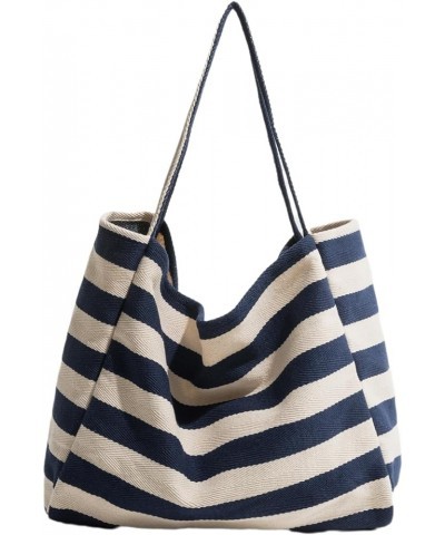 Stripe Tote Hobo Bag Women Handbag Large Capacity Tote Shoulder Bag Casual Crossbody Bag Gift for Women Navy $15.39 Totes