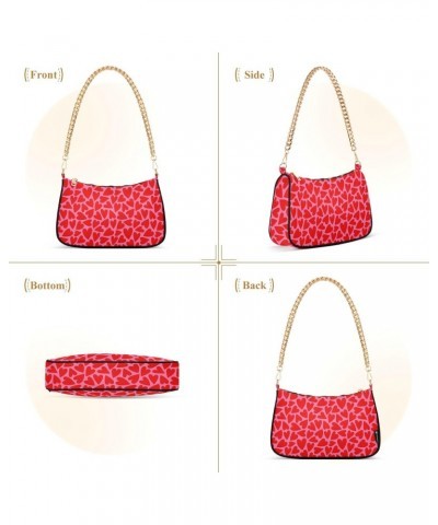 Women Chain Shoulder Purse Bag With Zipper Valentine's Day Red Love Print, Romance Hobo Tote Clutch Handbags with Chain Strap...