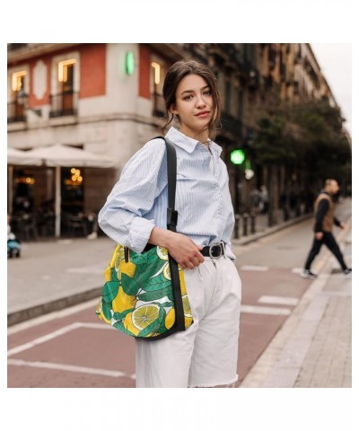 Mushroom with Plants and Trees Men Shoulder Bags, Leather Crossbody Shoulder Bag, Shoulder Handbag with Pockets Lemon Slices ...