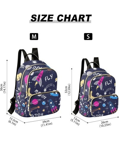 Women Backpack Astronaut Planet Rocket Doodle Anti-Theft Travel Backpack with Luggage Belt Lightweight Handbag Lady Purse Roo...