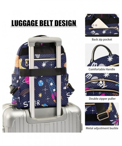 Women Backpack Astronaut Planet Rocket Doodle Anti-Theft Travel Backpack with Luggage Belt Lightweight Handbag Lady Purse Roo...