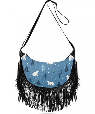 Polar Bears Medium Cross Body Bag Purses for Women Tassel Detail Crossbody Bags for Women with Wallet Shoulder Bag $13.19 Cro...