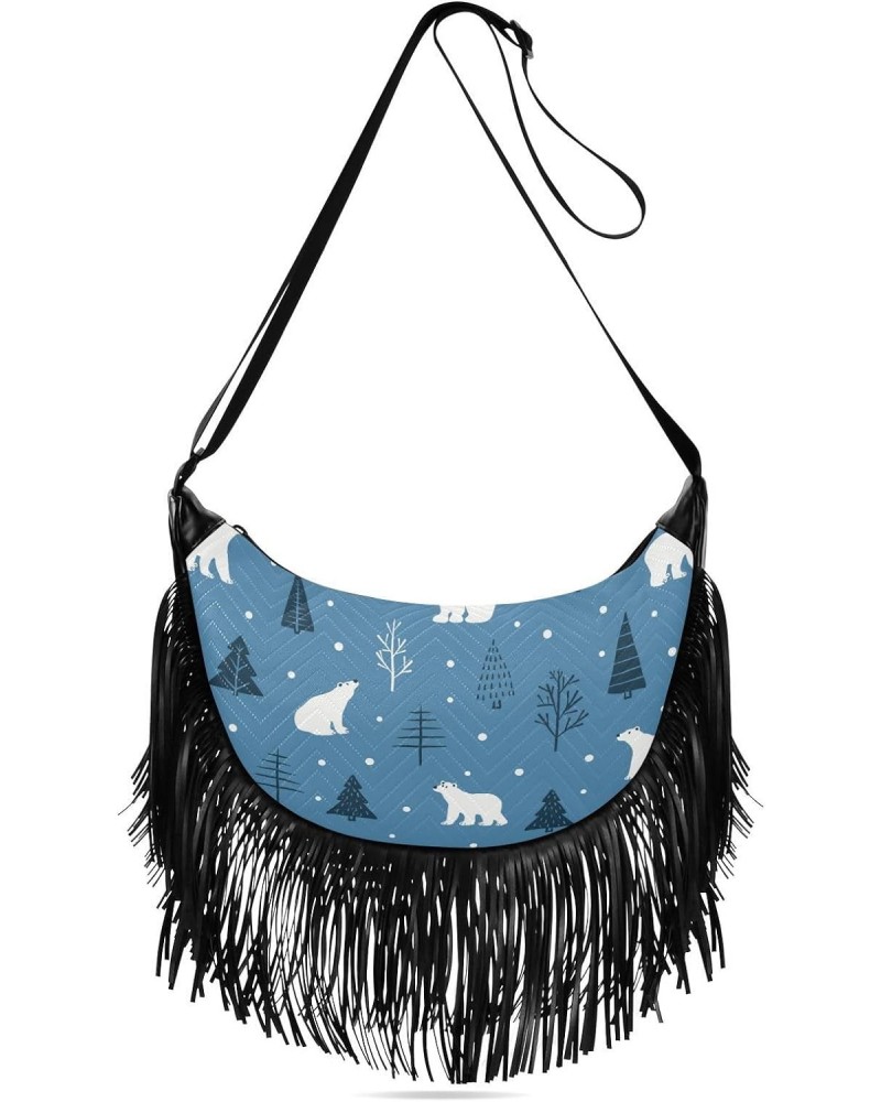 Polar Bears Medium Cross Body Bag Purses for Women Tassel Detail Crossbody Bags for Women with Wallet Shoulder Bag $13.19 Cro...