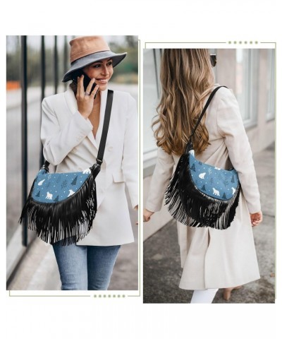 Polar Bears Medium Cross Body Bag Purses for Women Tassel Detail Crossbody Bags for Women with Wallet Shoulder Bag $13.19 Cro...