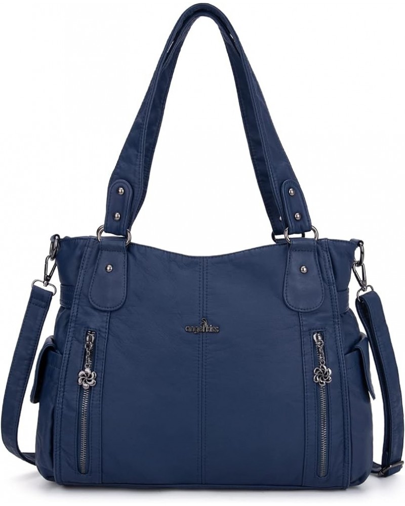 Handbags for Womens Top-Handle Hobo Purse Roomy Casual Shoulder Bags PU Tote Satchel Purse for Womens Blue $20.64 Shoulder Bags