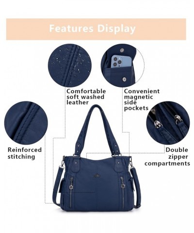 Handbags for Womens Top-Handle Hobo Purse Roomy Casual Shoulder Bags PU Tote Satchel Purse for Womens Blue $20.64 Shoulder Bags