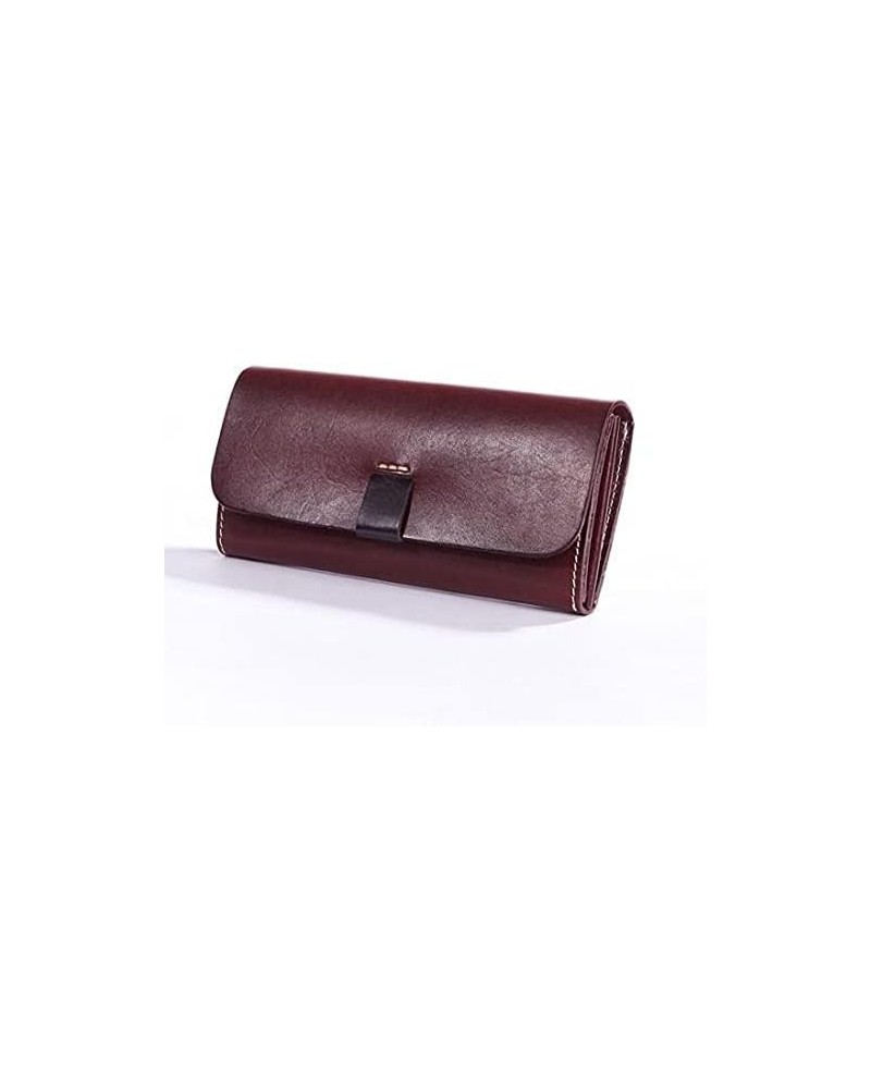 Retro Women Genuine Leather Wallet，Lady Simple Large Capacity Casual Style Purse Clutch，Female Long Leather Clasp Hand Purse ...