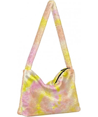 Women Boho Handbag Tie Dye Vintage Orange Yellow Underarm Bag Tote Bag Shoulder Bag Crossbody Bag Fluffy Cell Phone Purse Lad...