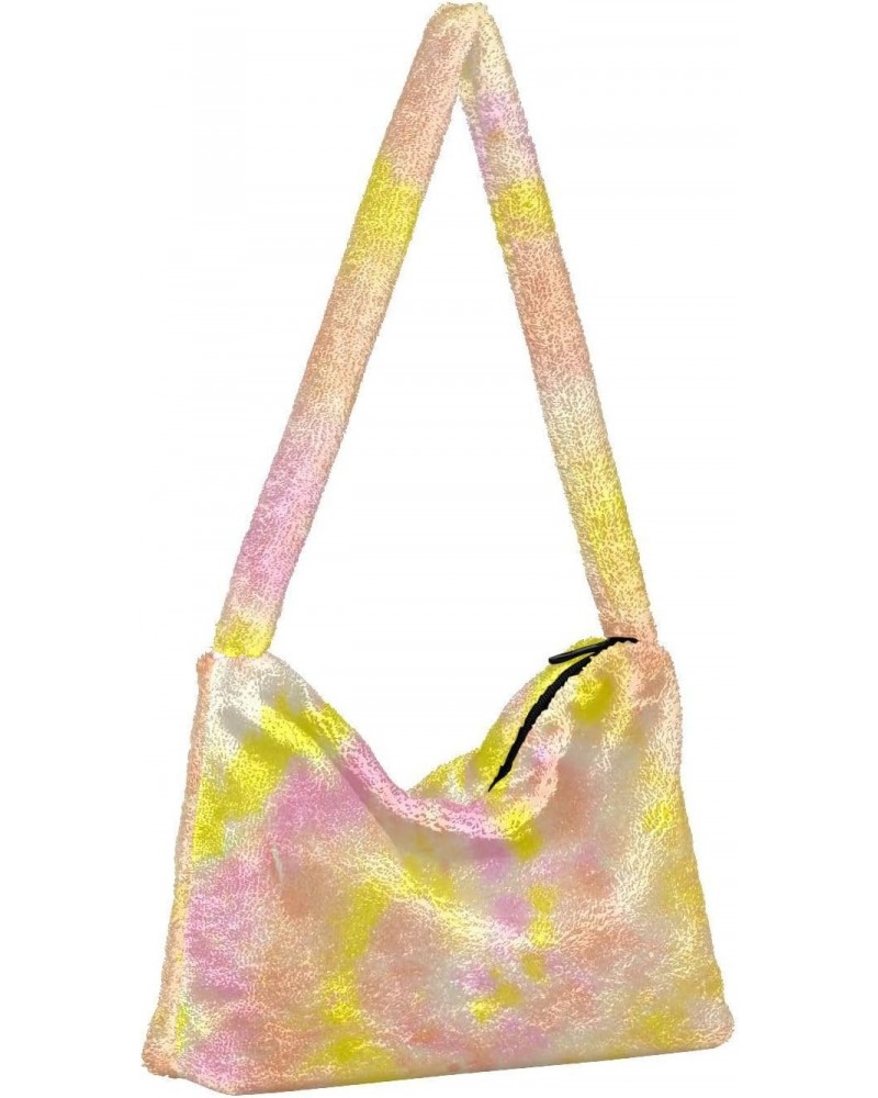 Women Boho Handbag Tie Dye Vintage Orange Yellow Underarm Bag Tote Bag Shoulder Bag Crossbody Bag Fluffy Cell Phone Purse Lad...