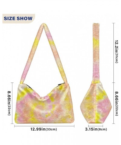 Women Boho Handbag Tie Dye Vintage Orange Yellow Underarm Bag Tote Bag Shoulder Bag Crossbody Bag Fluffy Cell Phone Purse Lad...