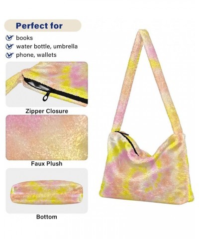 Women Boho Handbag Tie Dye Vintage Orange Yellow Underarm Bag Tote Bag Shoulder Bag Crossbody Bag Fluffy Cell Phone Purse Lad...