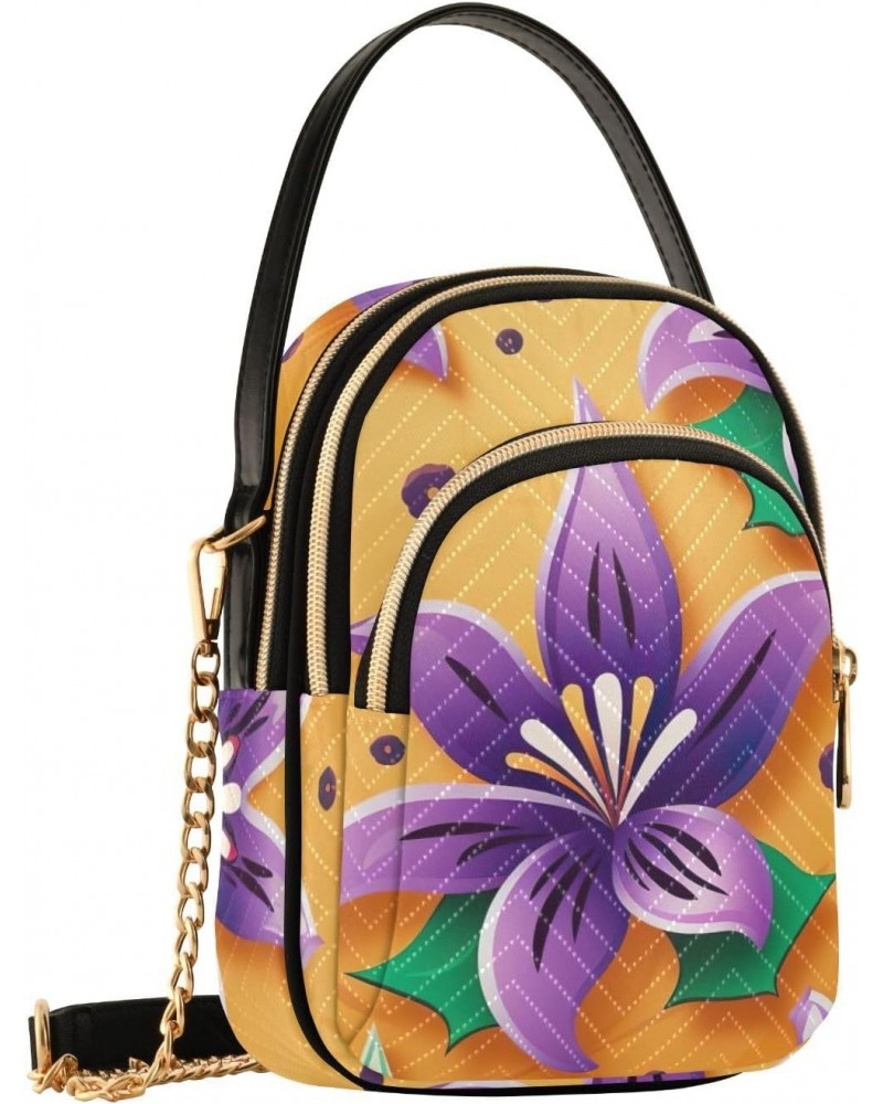 Mardi Gras Flower Small Crossbody Bags for Women Cell Phone Shoulder Purse Handbags Wallet 21217897 $11.48 Crossbody Bags