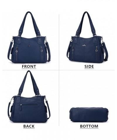 Handbags for Womens Top-Handle Hobo Purse Roomy Casual Shoulder Bags PU Tote Satchel Purse for Womens Blue $20.64 Shoulder Bags