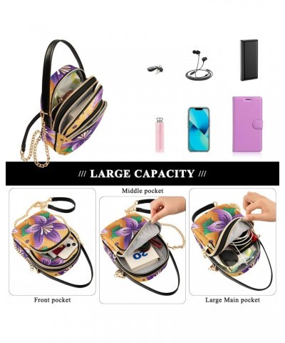 Mardi Gras Flower Small Crossbody Bags for Women Cell Phone Shoulder Purse Handbags Wallet 21217897 $11.48 Crossbody Bags