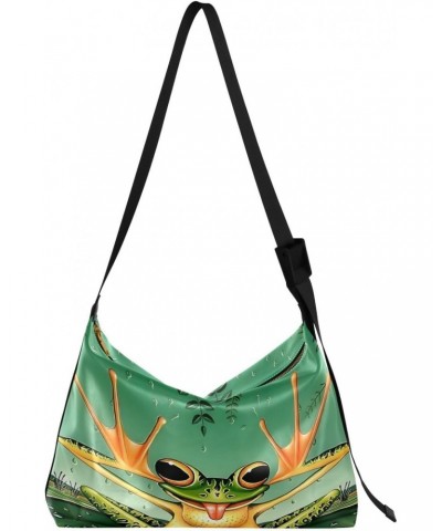 Green Cartoon Frog Funny Hobo Crossbody Bags for Women Leather Large Shoulder Bag Cross Body Trendy Womens Tote Bags Handbag ...