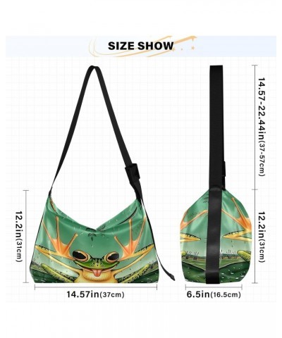 Green Cartoon Frog Funny Hobo Crossbody Bags for Women Leather Large Shoulder Bag Cross Body Trendy Womens Tote Bags Handbag ...