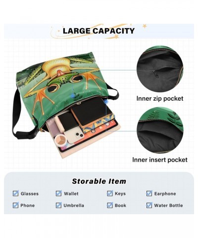 Green Cartoon Frog Funny Hobo Crossbody Bags for Women Leather Large Shoulder Bag Cross Body Trendy Womens Tote Bags Handbag ...