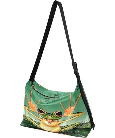 Green Cartoon Frog Funny Hobo Crossbody Bags for Women Leather Large Shoulder Bag Cross Body Trendy Womens Tote Bags Handbag ...