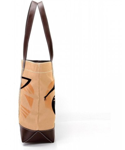 Womens Handbags, Faux Leather Strap and Bottom, Canvas Tote Bag, African Woman Pattern Abstract $26.32 Totes