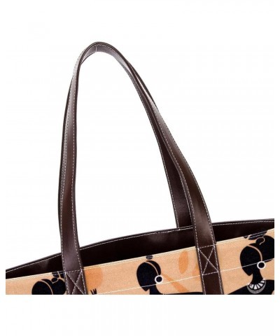 Womens Handbags, Faux Leather Strap and Bottom, Canvas Tote Bag, African Woman Pattern Abstract $26.32 Totes