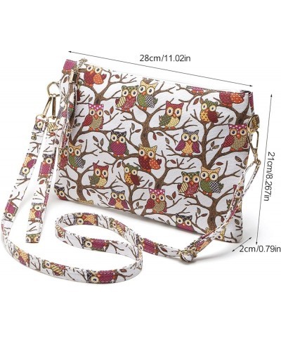 Ladies Fashion Owl Printed Canvas Tassel Zipper Envelope Bag Detachable Shoulder Strap Messenger Bag Mom Travel Bag Yellow $7...