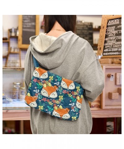 Fox Flowers Plush Shoulder Bag Furry Tote Handbag Purse Faux Fur Crossbody Bag for Women $9.24 Shoulder Bags