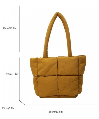 Quilted Puffy Nylon Tote Shoulder Bag Women Casual Handbags Large Soft Puffer Cotton Padded Purse Lightweight Yellow $16.19 S...