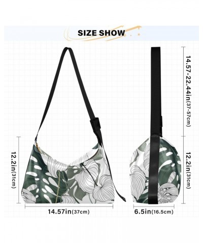 Green Leaves Hobo Shoulder Bag for Women Men PU Leather Crossbody Bag Slouchy Tote Handbags for Traveling Shopping Working $1...