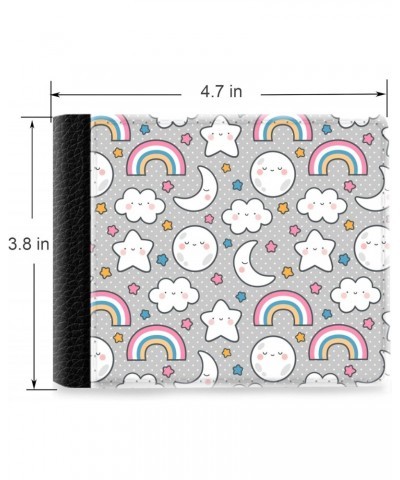 Unique Desige Pattern - Moons Clouds Rainbows and Stars Cartoon Pattern, Slim Front Pocket Wallet Billfold RFID Blocking $8.7...