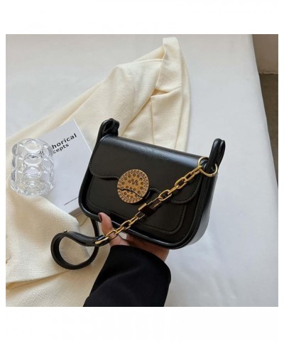 Retro Small Bag Women's One Shoulder Underarm Bag Versatile Crossbody Small Square Bag Black $35.63 Totes