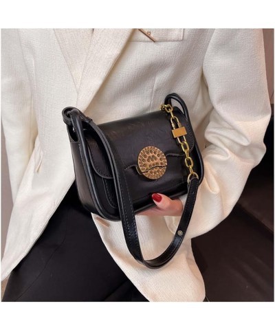 Retro Small Bag Women's One Shoulder Underarm Bag Versatile Crossbody Small Square Bag Black $35.63 Totes